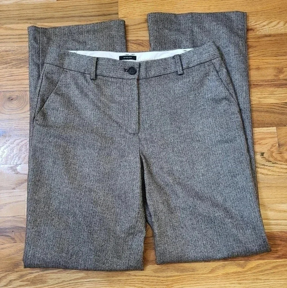 Talbots Wide Leg Wool Blend Flannel Neutral Academic Windsor Trouser Pants(6) - Picture 2 of 11